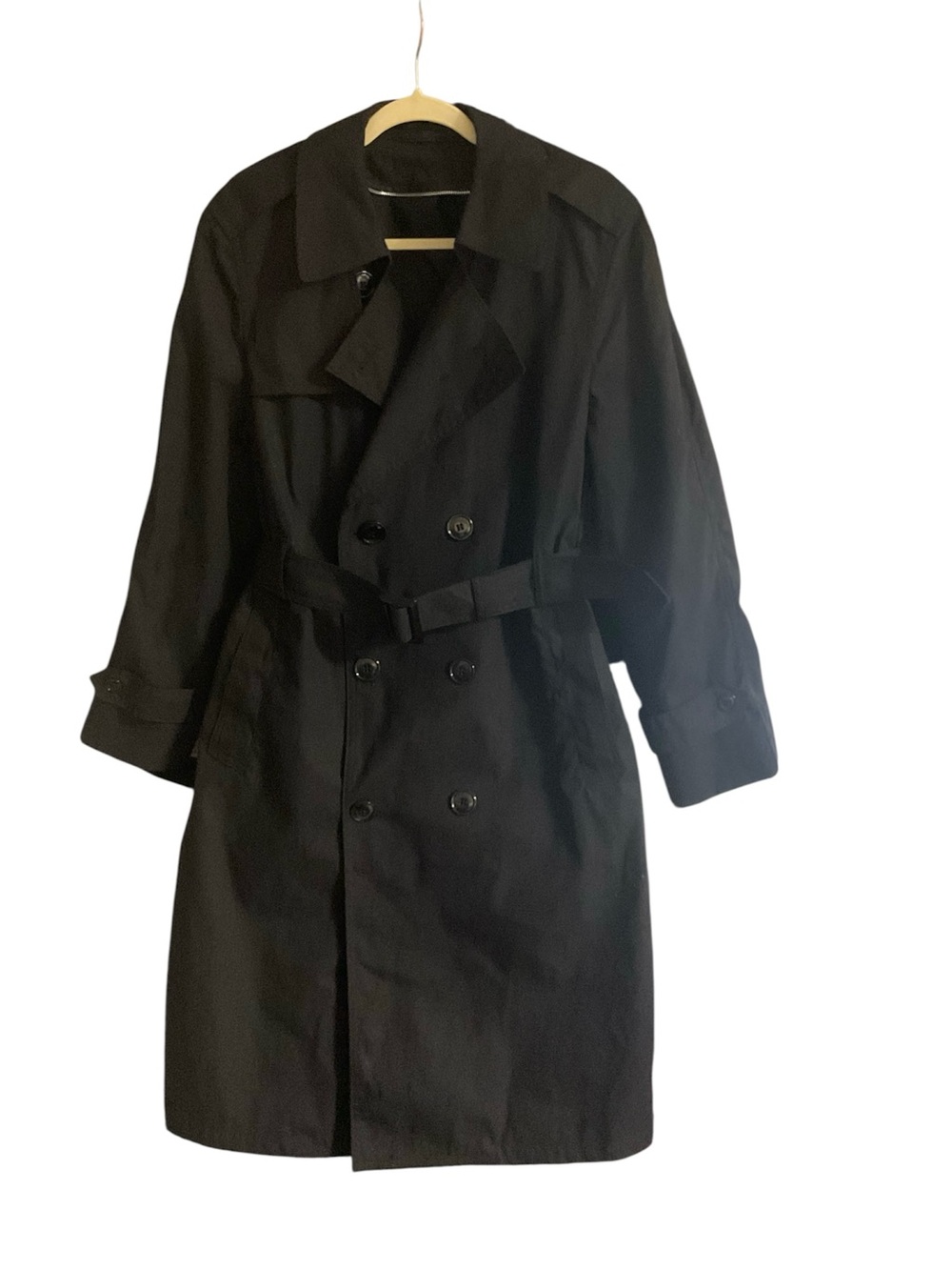 Black Trench Coat Belted Oversized Unisex Classic Durable Water Resistant